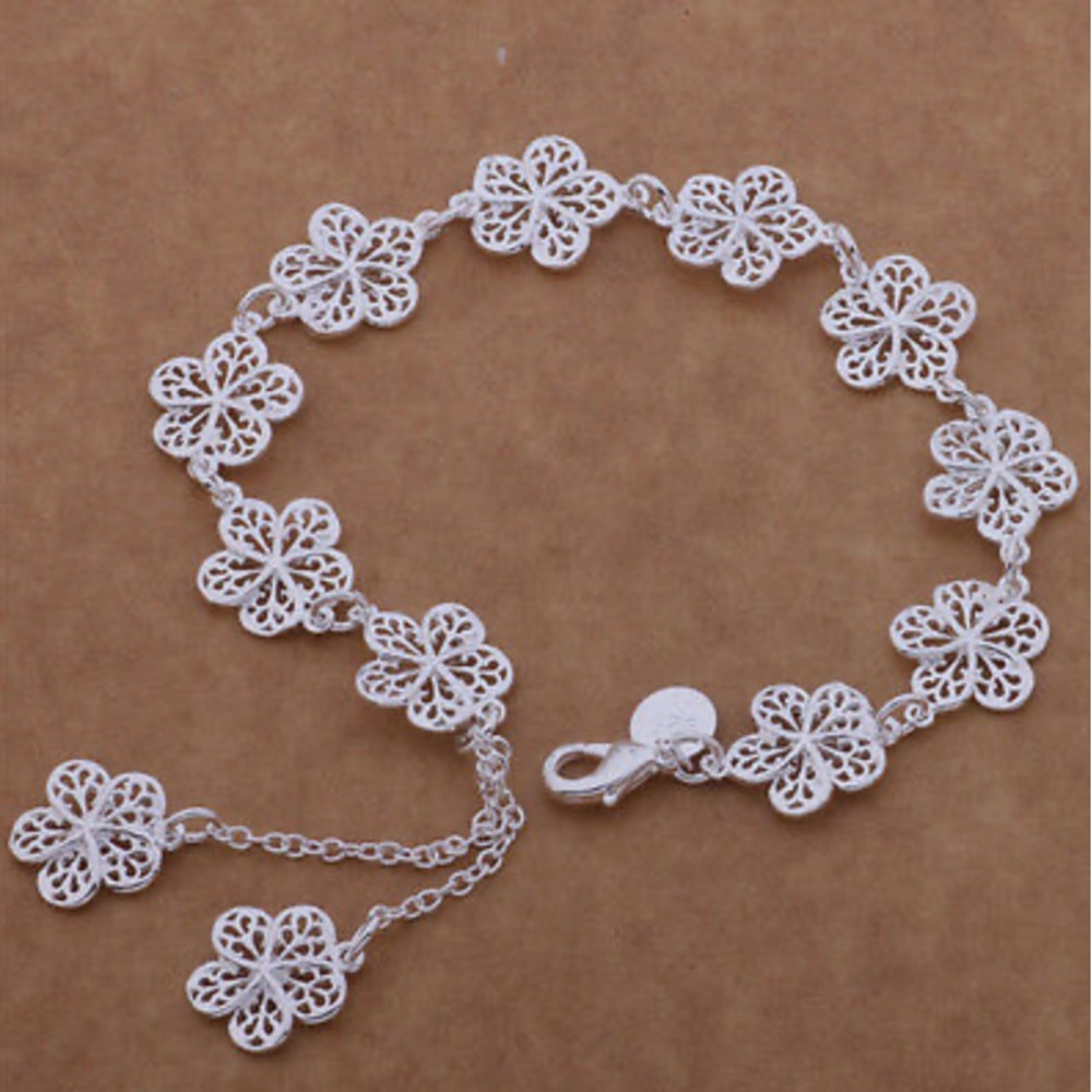 New 925 sterling silver classic FLOWER Bracelet